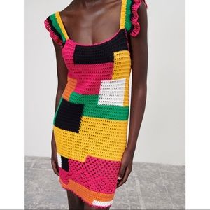 Multi-Color Crochet Colorblock / Patchwork Dress